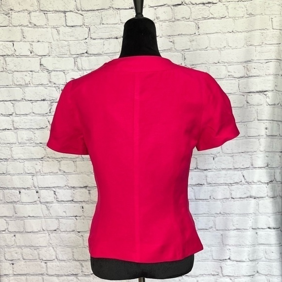 East 5th Hot Pink linen rayon button down lined light jacket blouse. Size SP EUC - Picture 4 of 10